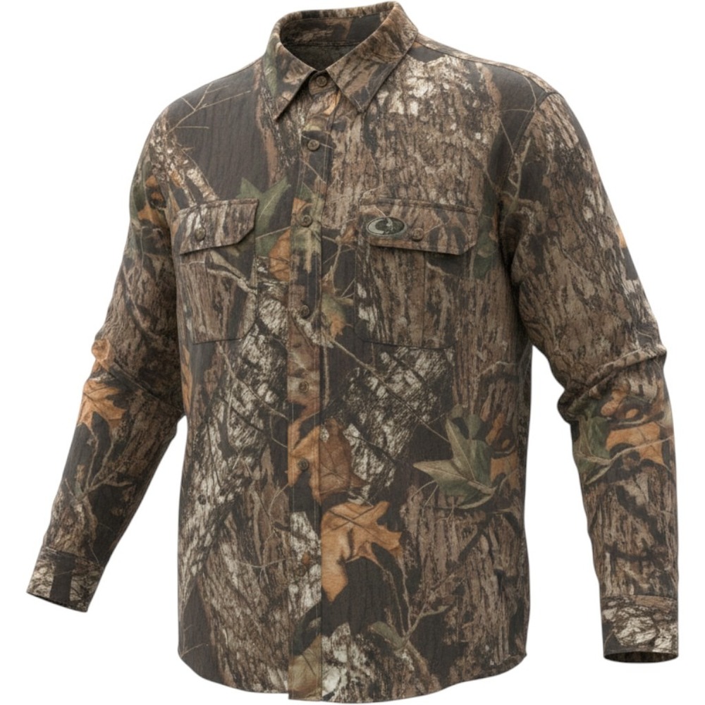 Mossy Oak Apparel Stealth-Weace Camo Long Sleeve Button Down Shirt Mens 2XL